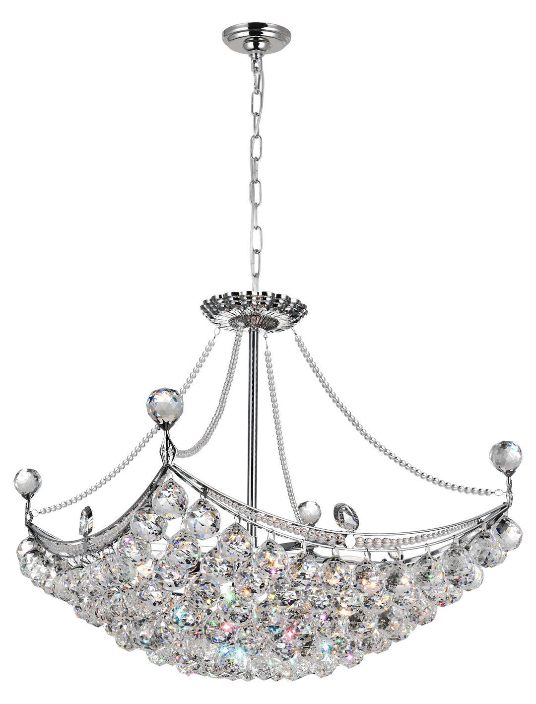8 Light Down Chandelier With Chrome Finish by CWI Lighting