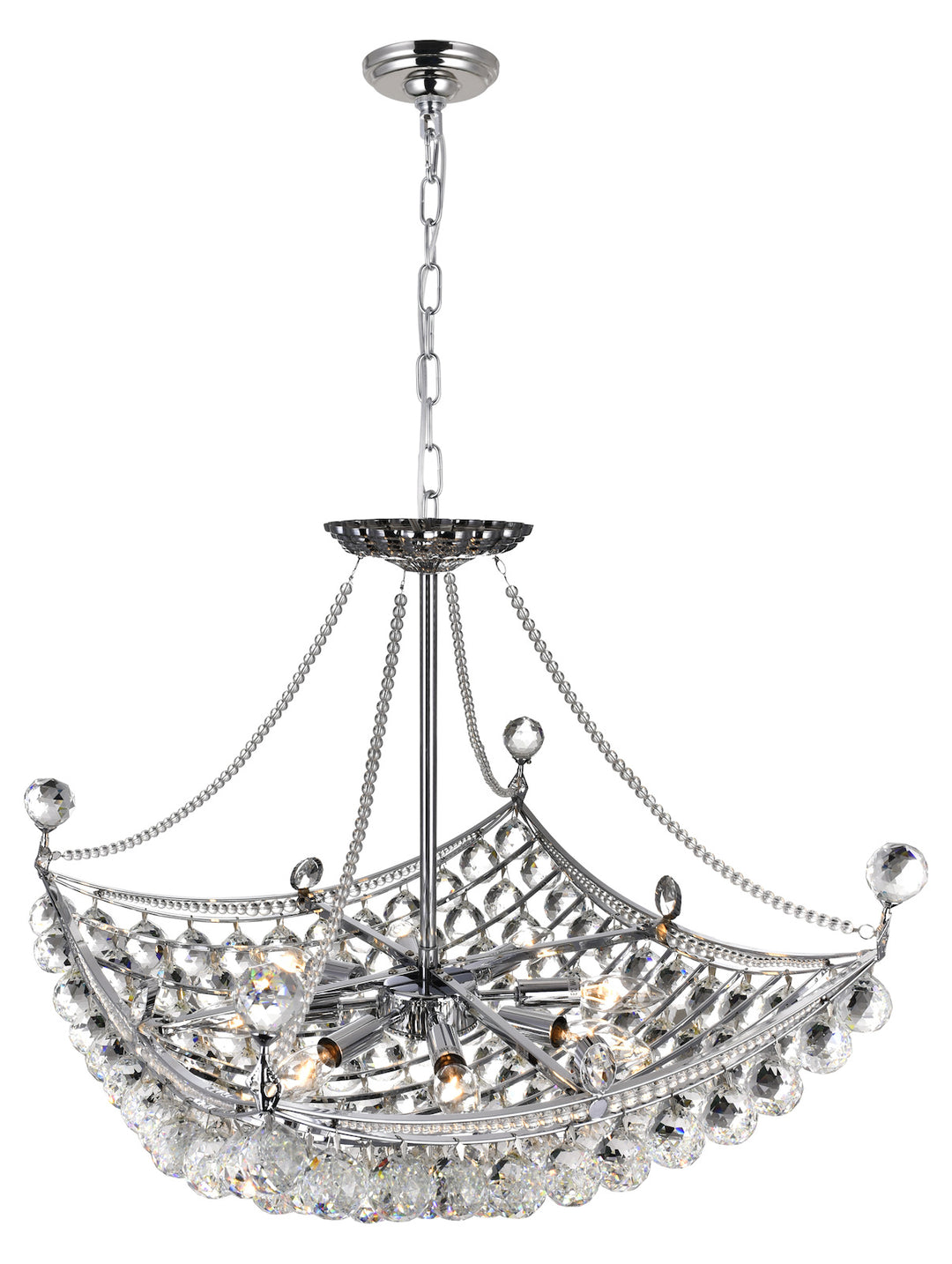 8 Light Down Chandelier With Chrome Finish