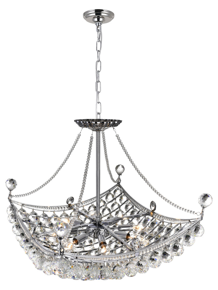 8 Light Down Chandelier With Chrome Finish