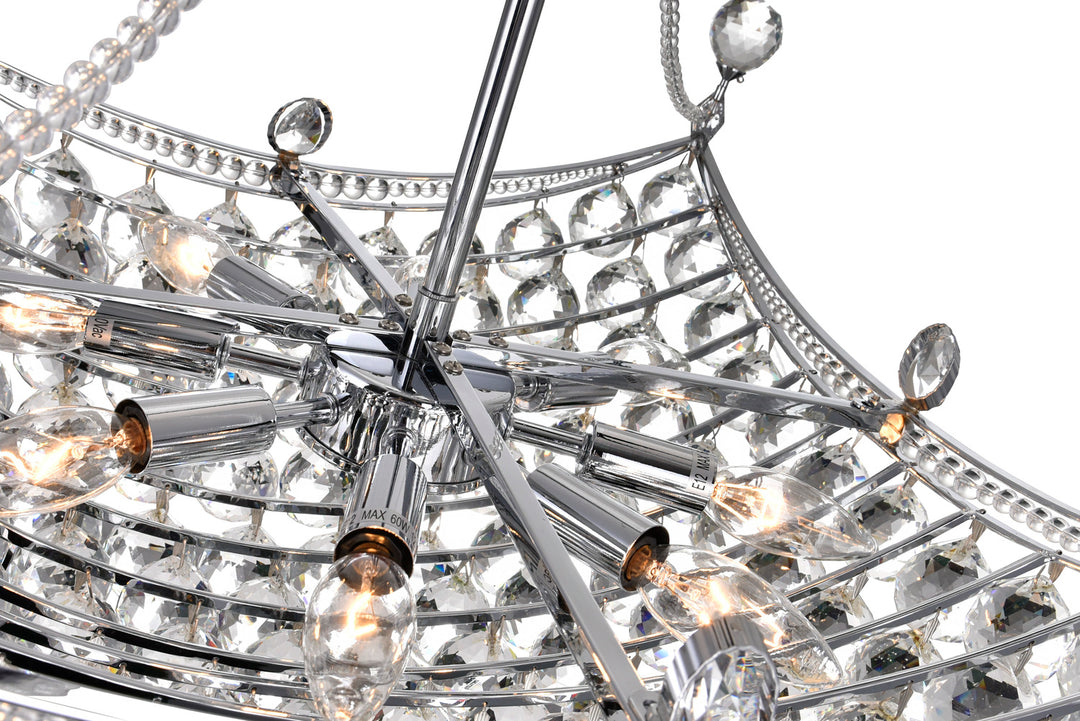 8 Light Down Chandelier With Chrome Finish