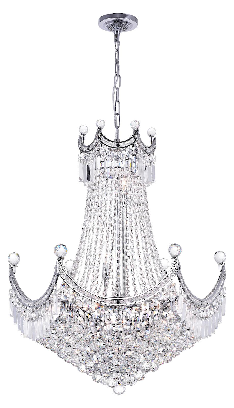 15 Light Down Chandelier With Chrome Finish by CWI Lighting