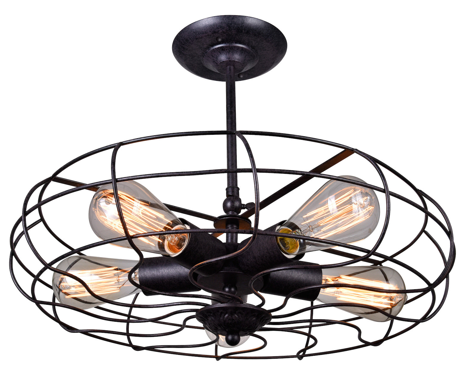 5 Light  Flush Mount With Rust Finish by CWI Lighting