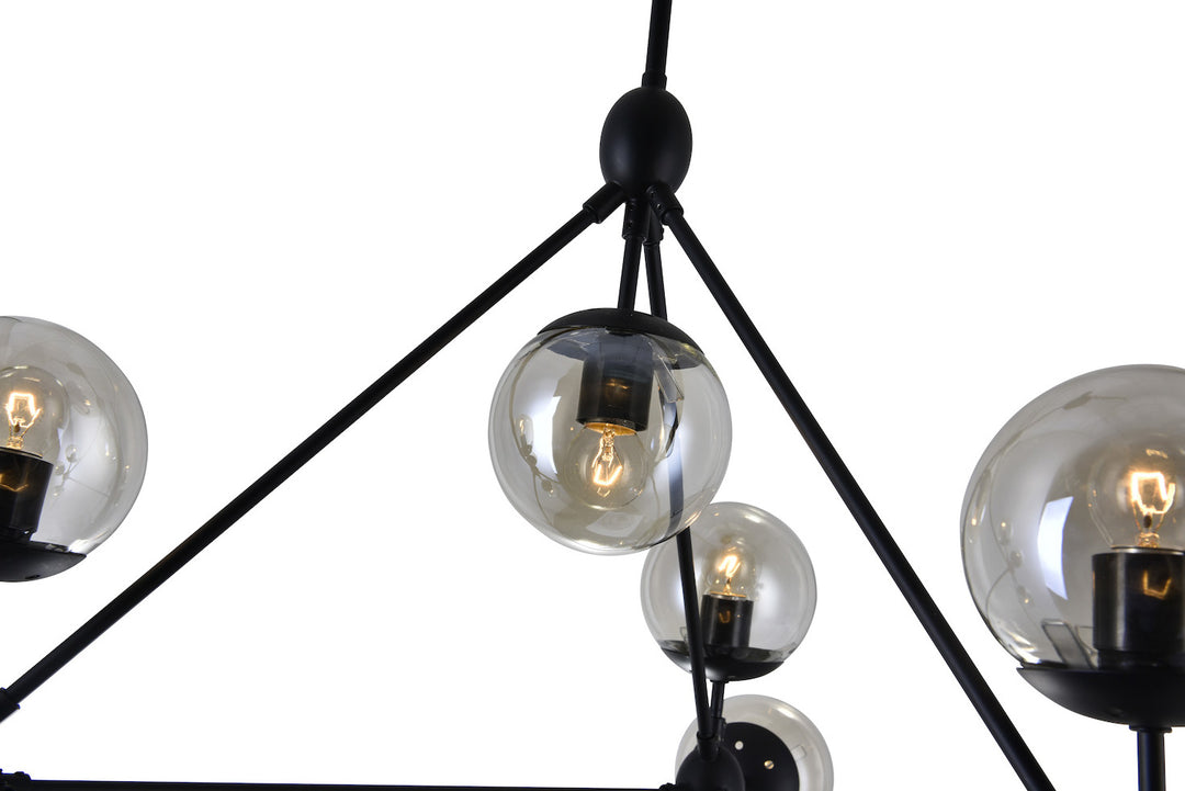 10 Light  Chandelier With Black Finish