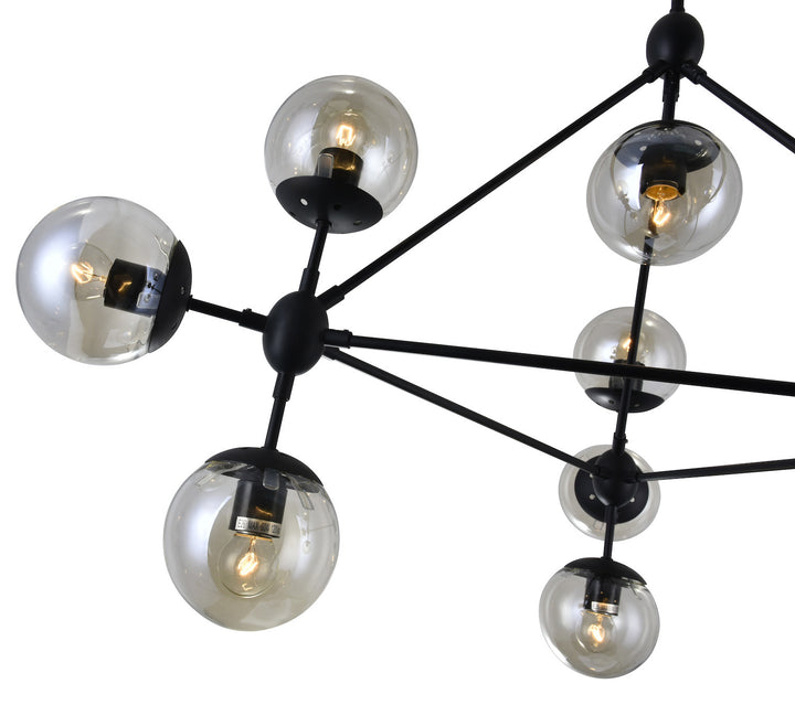 10 Light  Chandelier With Black Finish