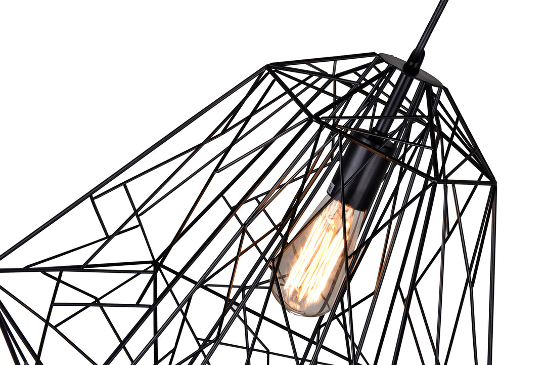 1 Light Down Pendant With Black Finish