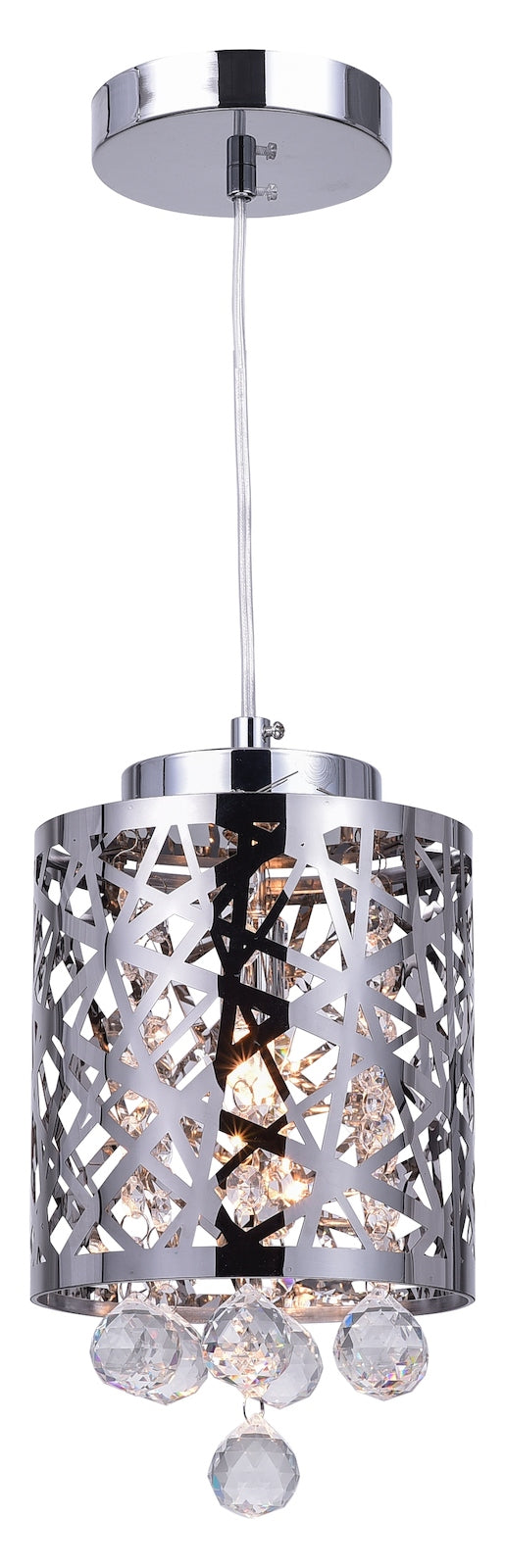 1 Light Drum Shade Mini Pendant With Chrome Finish by CWI Lighting