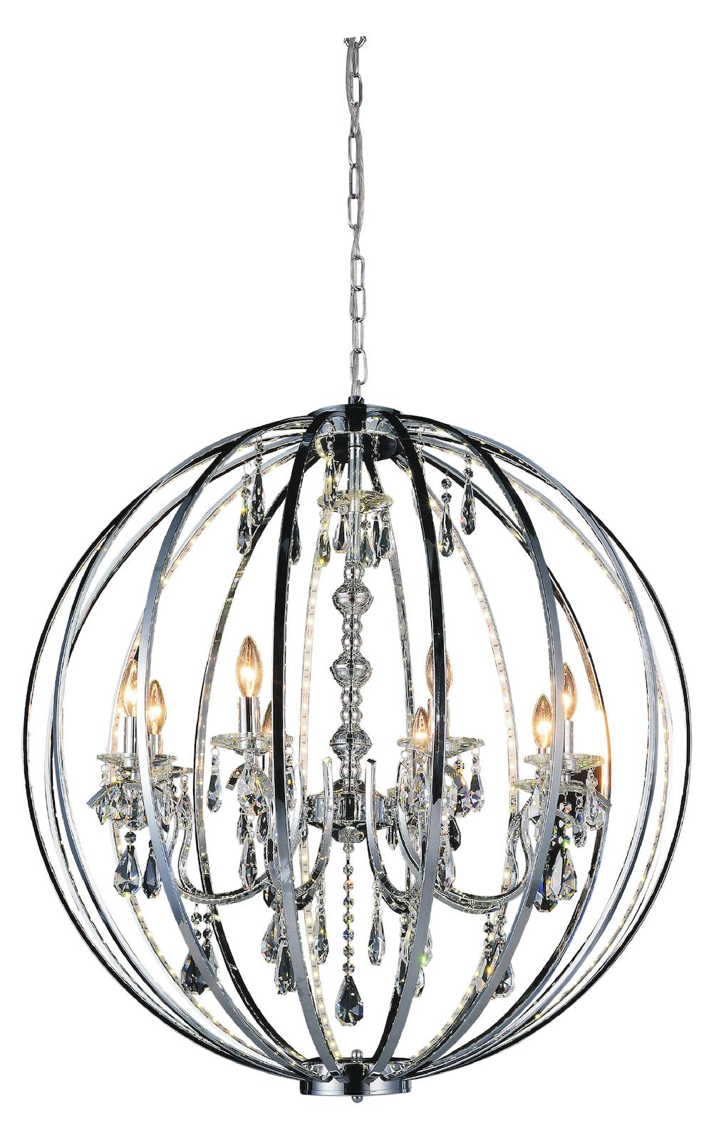 8 Light Up Chandelier With Chrome Finish by CWI Lighting