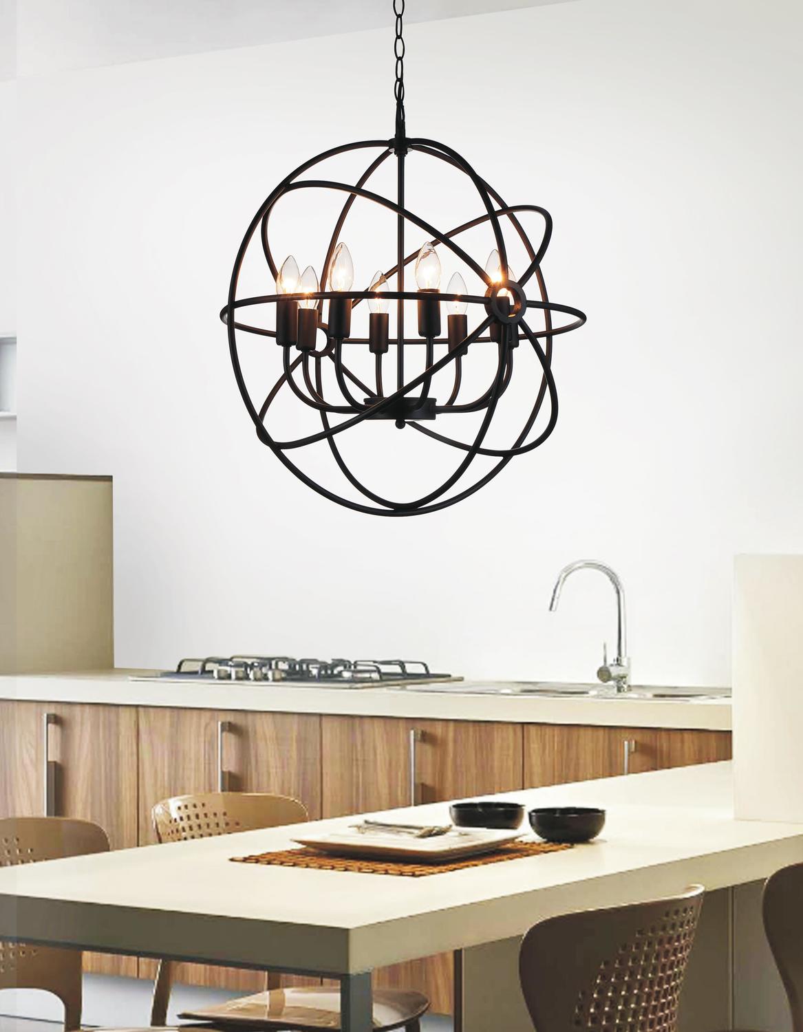 8 Light Up Chandelier With Brown Finish by CWI Lighting