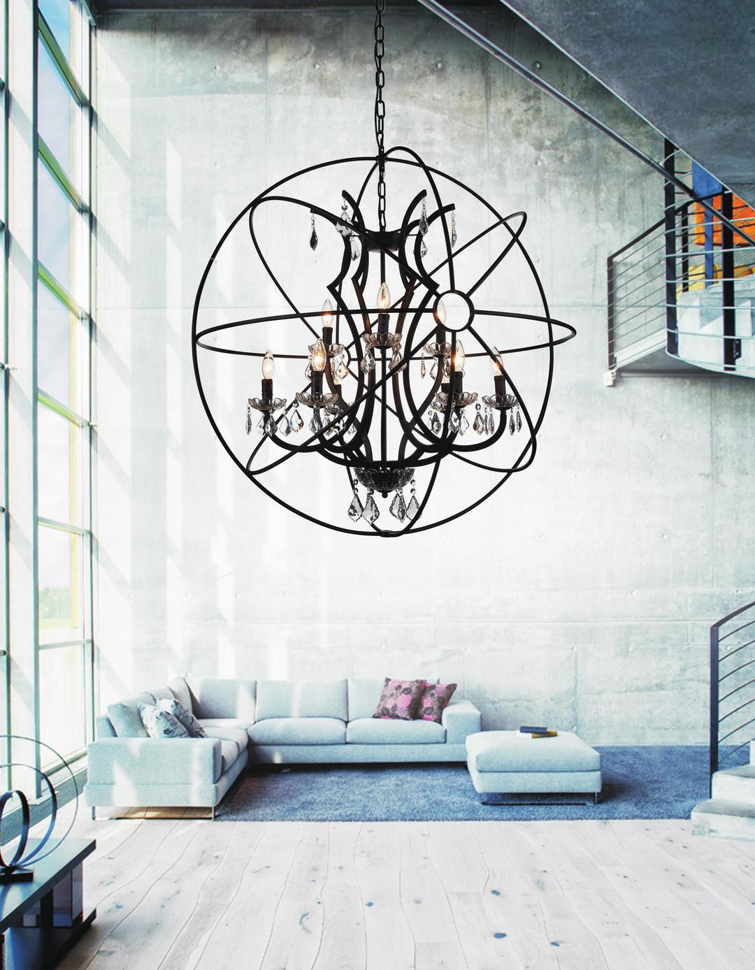 9 Light Up Chandelier With Brown Finish by CWI Lighting