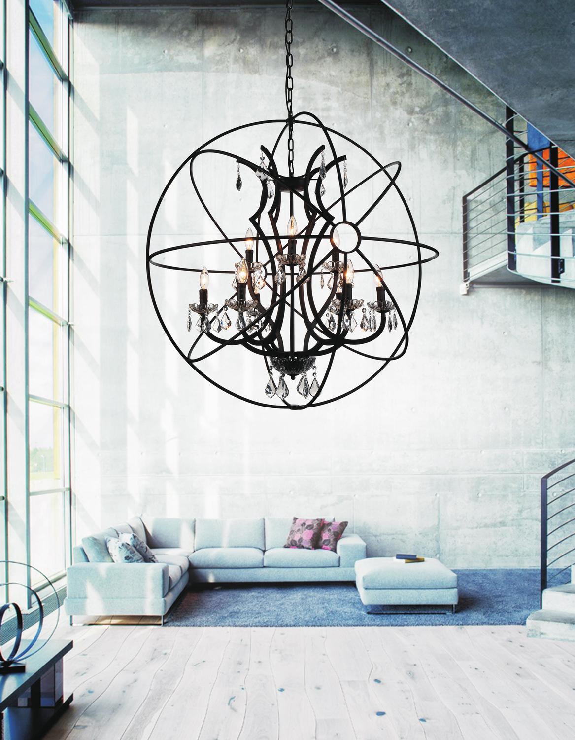 9 Light Up Chandelier With Brown Finish by CWI Lighting