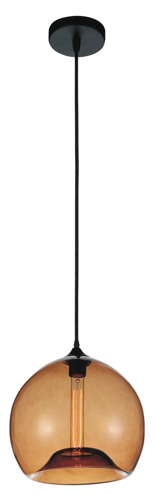 1 Light Down Mini Pendant With Transparent Amber Finish by CWI Lighting