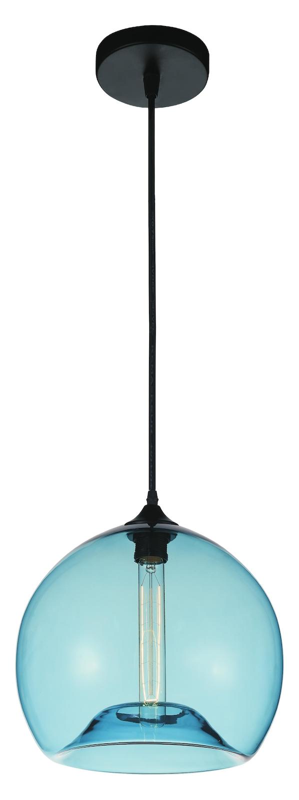 1 Light Down Mini Pendant With Transparent Blue Finish by CWI Lighting