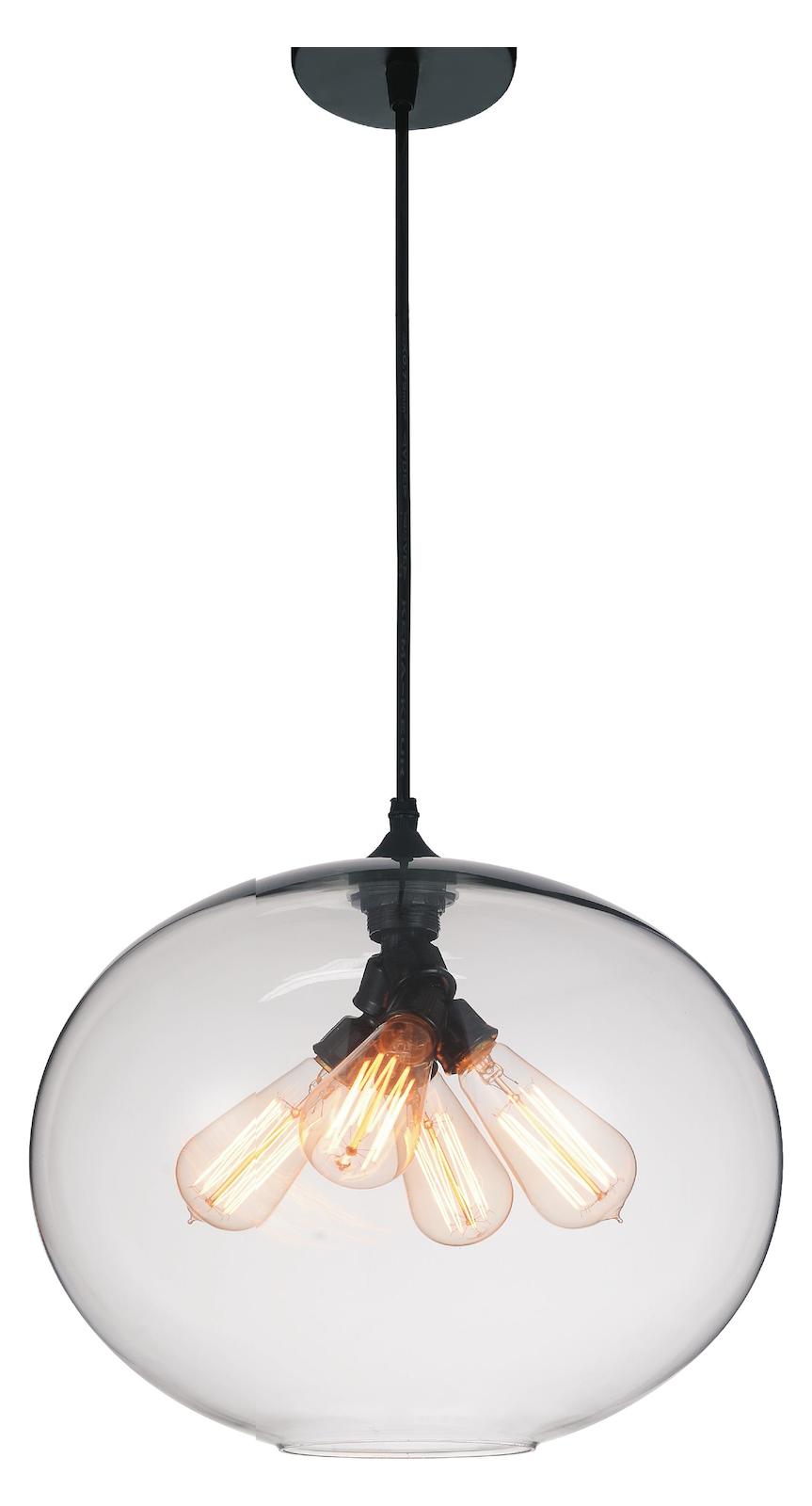4 Light Down Pendant With Transparent Finish by CWI Lighting