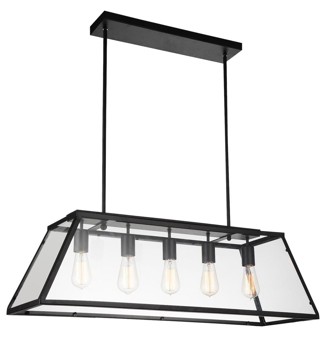 5 Light Down Chandelier With Black Finish by CWI Lighting
