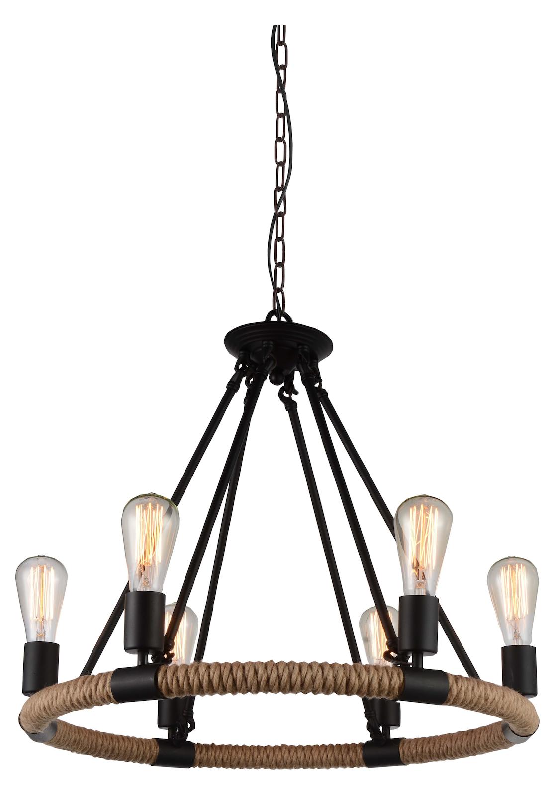 6 Light Up Chandelier With Black  Finish by CWI Lighting