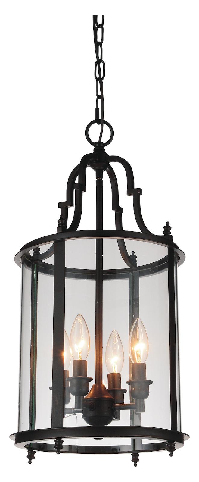 4 Light Drum Shade Mini Pendant With Oil Rubbed Bronze Finish by CWI Lighting