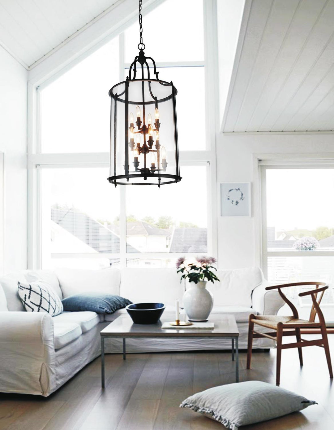 12 Light Drum Shade Chandelier With Oil Rubbed Bronze Finish by CWI Lighting