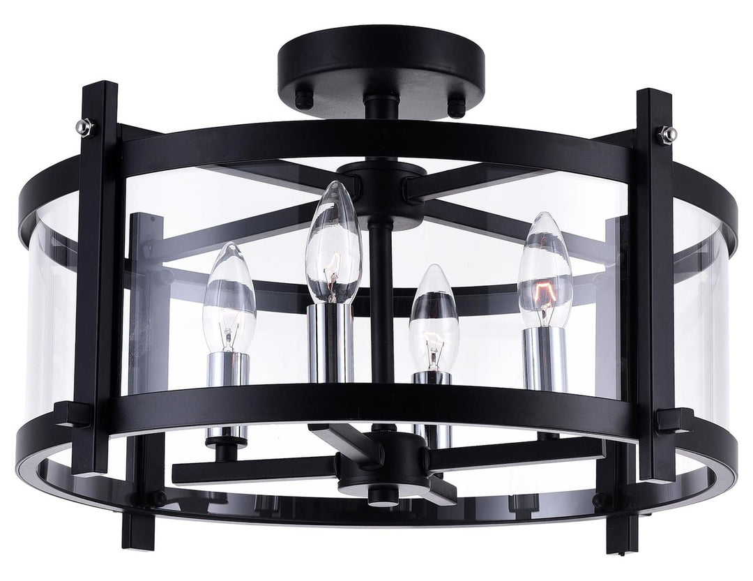 4 Light Cage Flush Mount With Black Finish by CWI Lighting