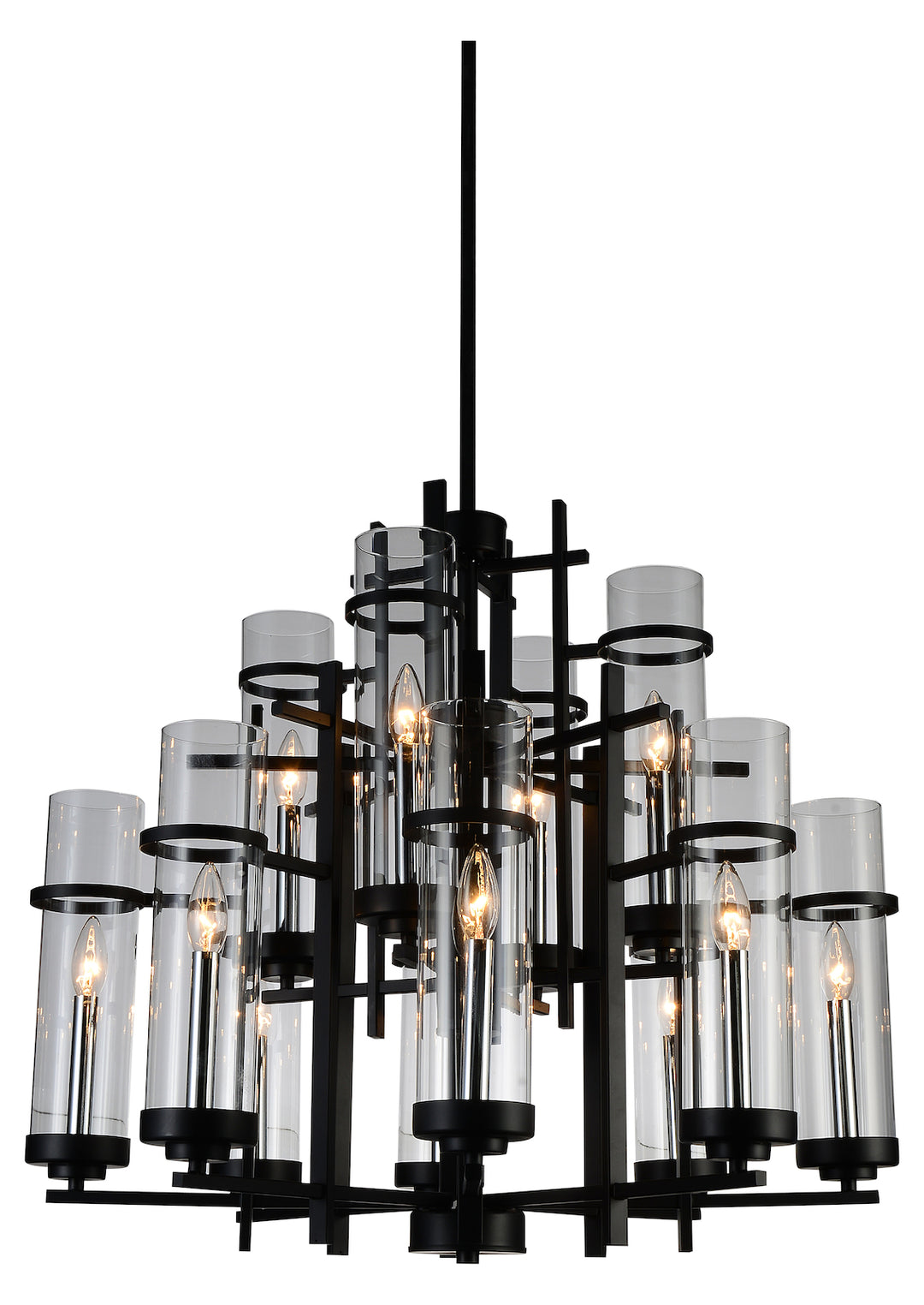 12 Light Up Chandelier With Black Finish by CWI Lighting