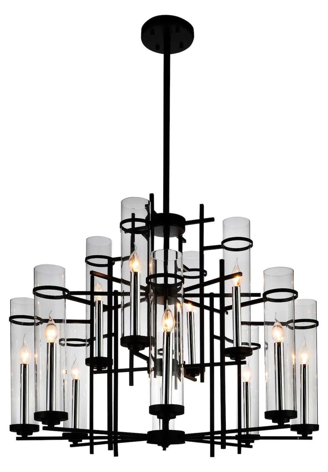 12 Light Up Chandelier With Black Finish by CWI Lighting