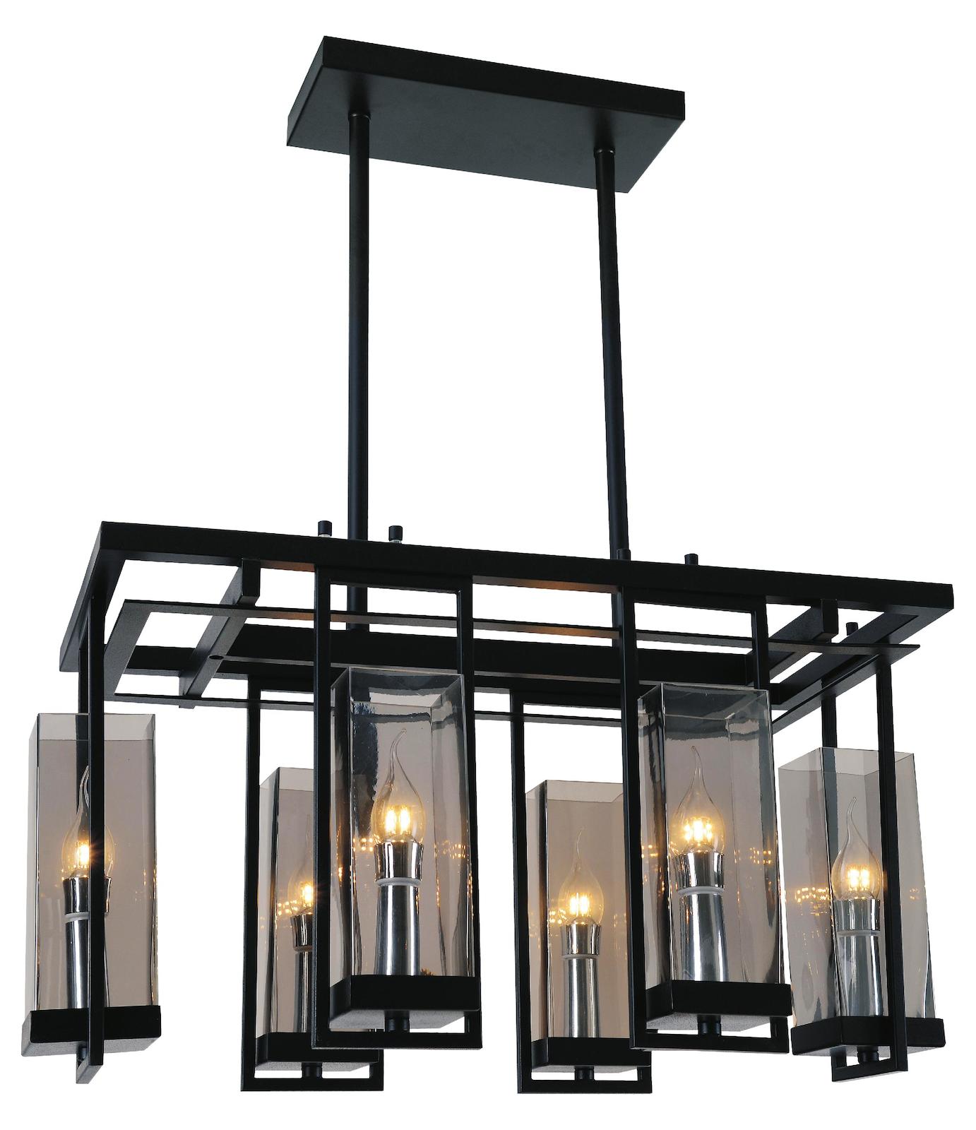 6 Light Up Chandelier With Black Finish by CWI Lighting
