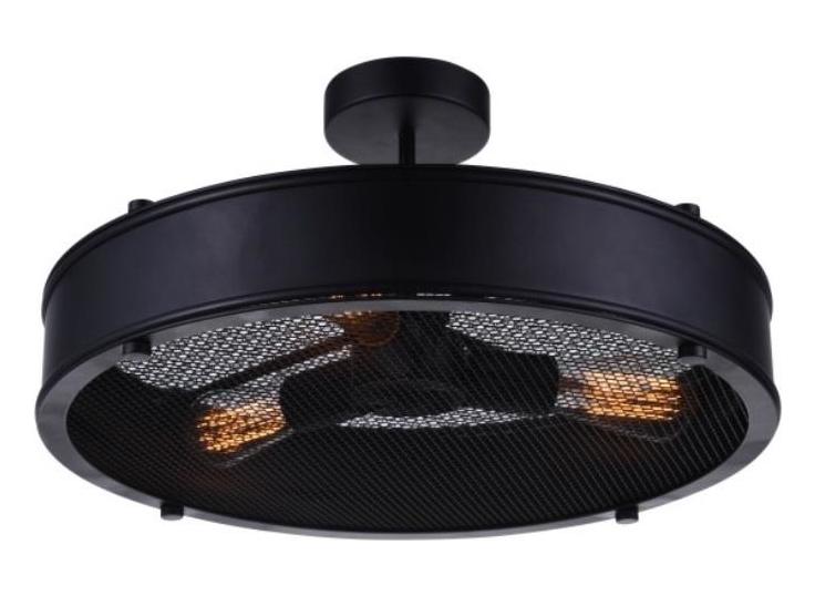 3 Light Drum Shade Flush Mount With Black Finish by CWI Lighting