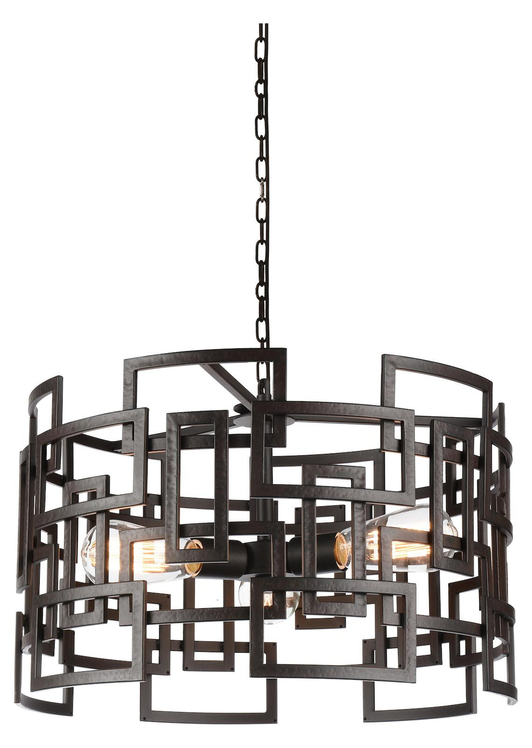 3 Light Down Chandelier With Brown Finish by CWI Lighting
