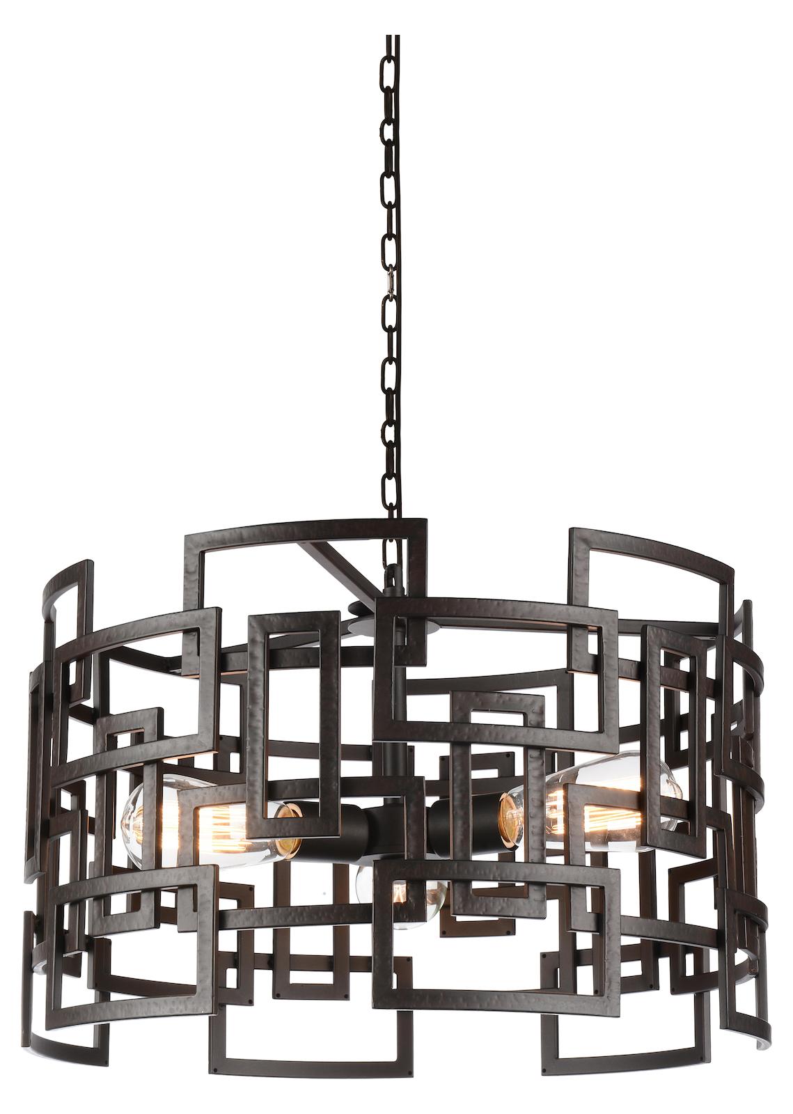 3 Light Down Chandelier With Brown Finish by CWI Lighting