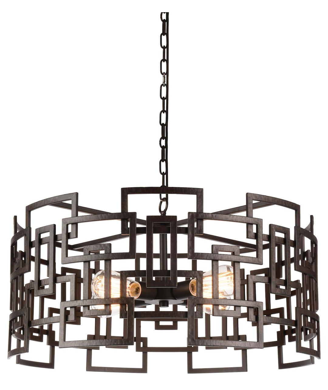 4 Light Down Chandelier With Brown Finish by CWI Lighting