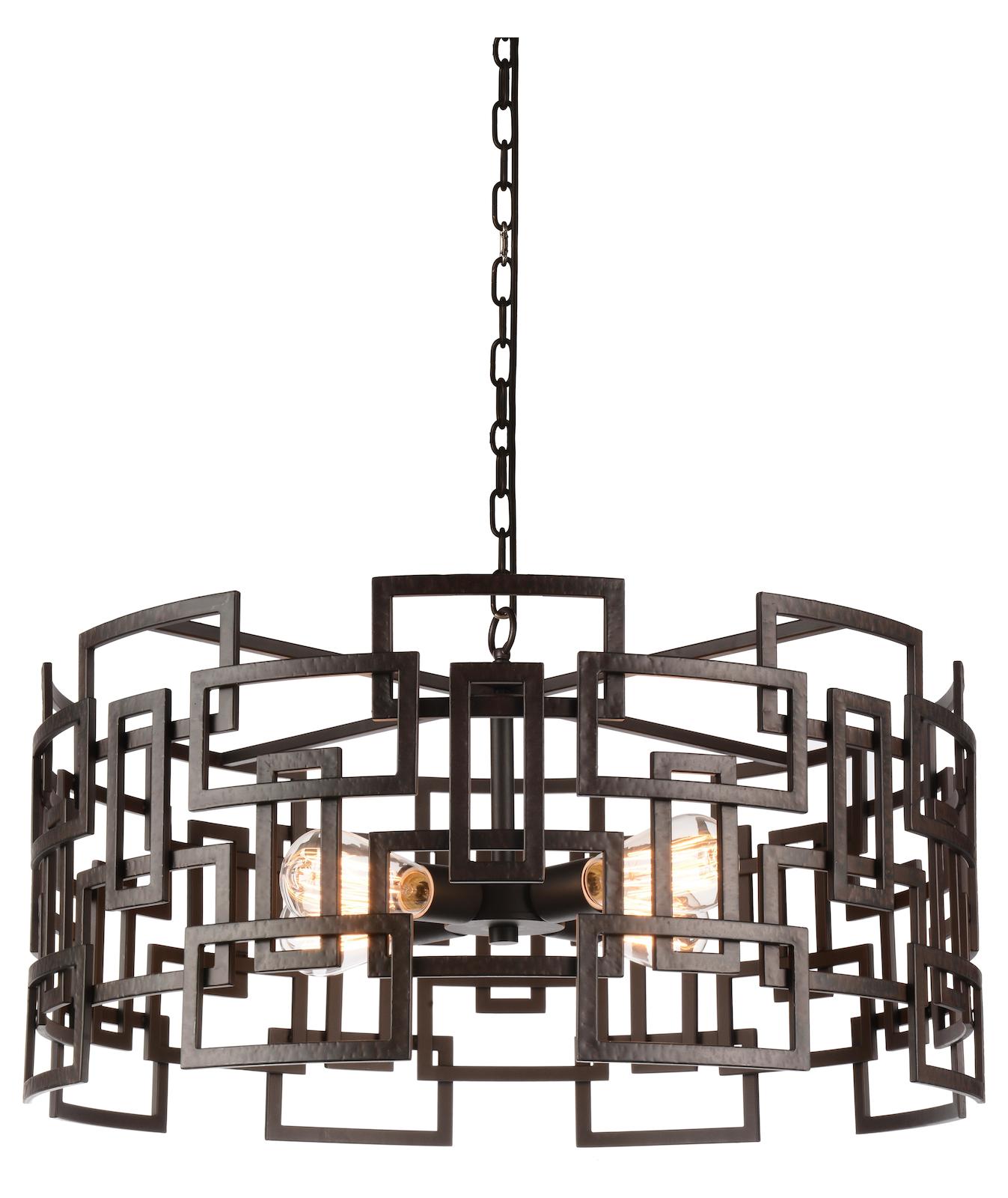 4 Light Down Chandelier With Brown Finish by CWI Lighting