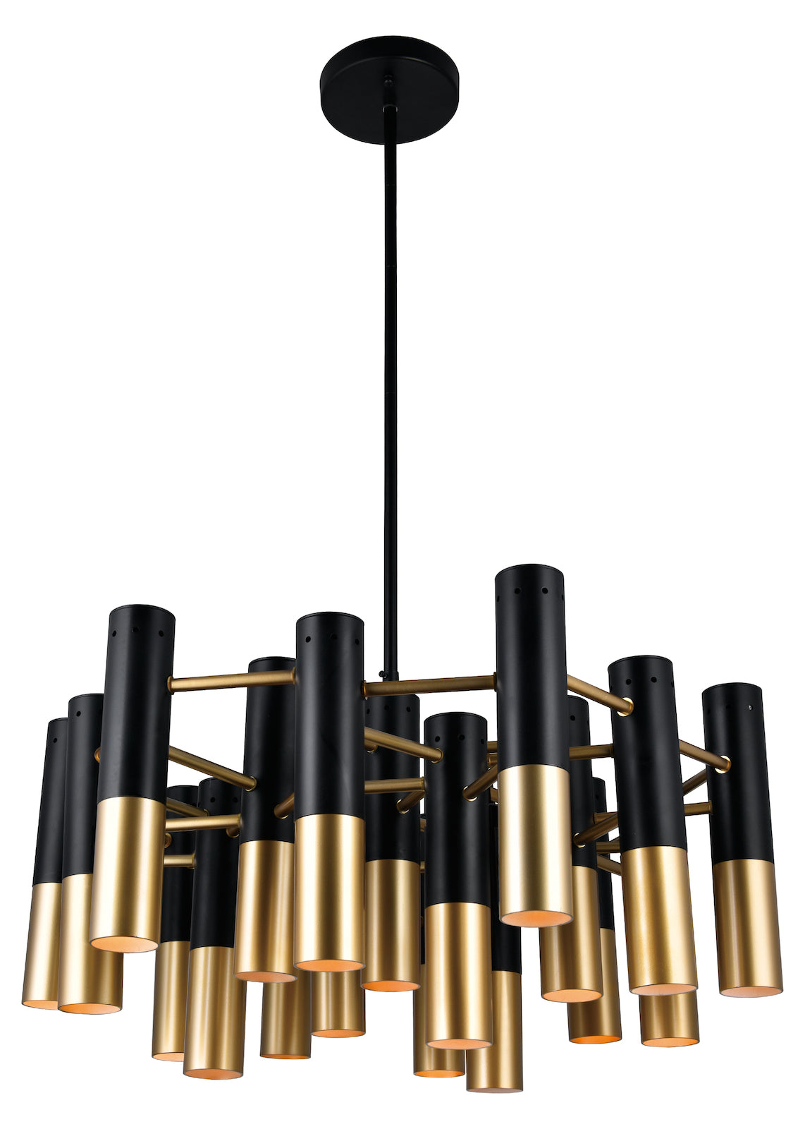 19 Light Down Chandelier With Matte Black & Rose Gold Finish by CWI Lighting