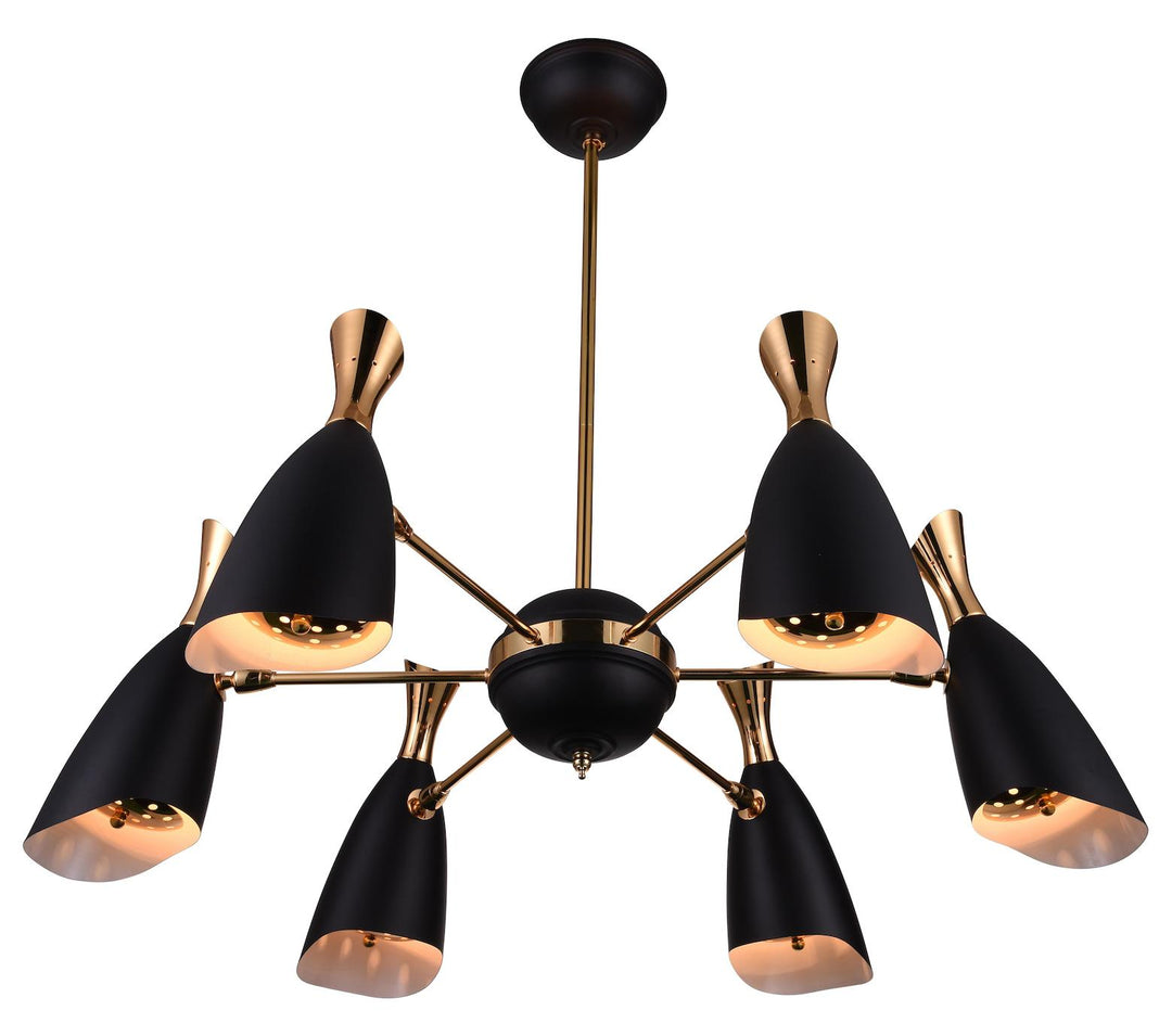 12 Light Down Chandelier With Matte Black Finish by CWI Lighting
