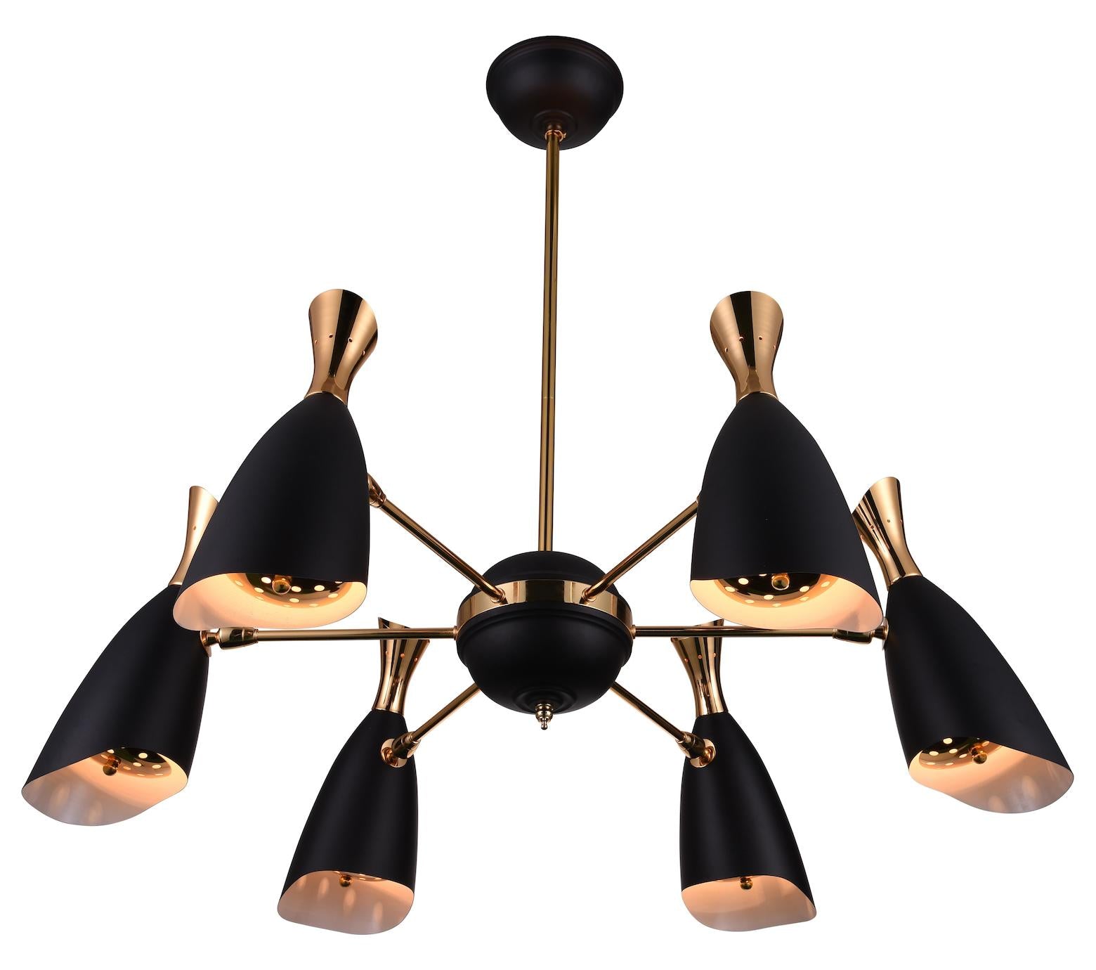 12 Light Down Chandelier With Matte Black Finish by CWI Lighting