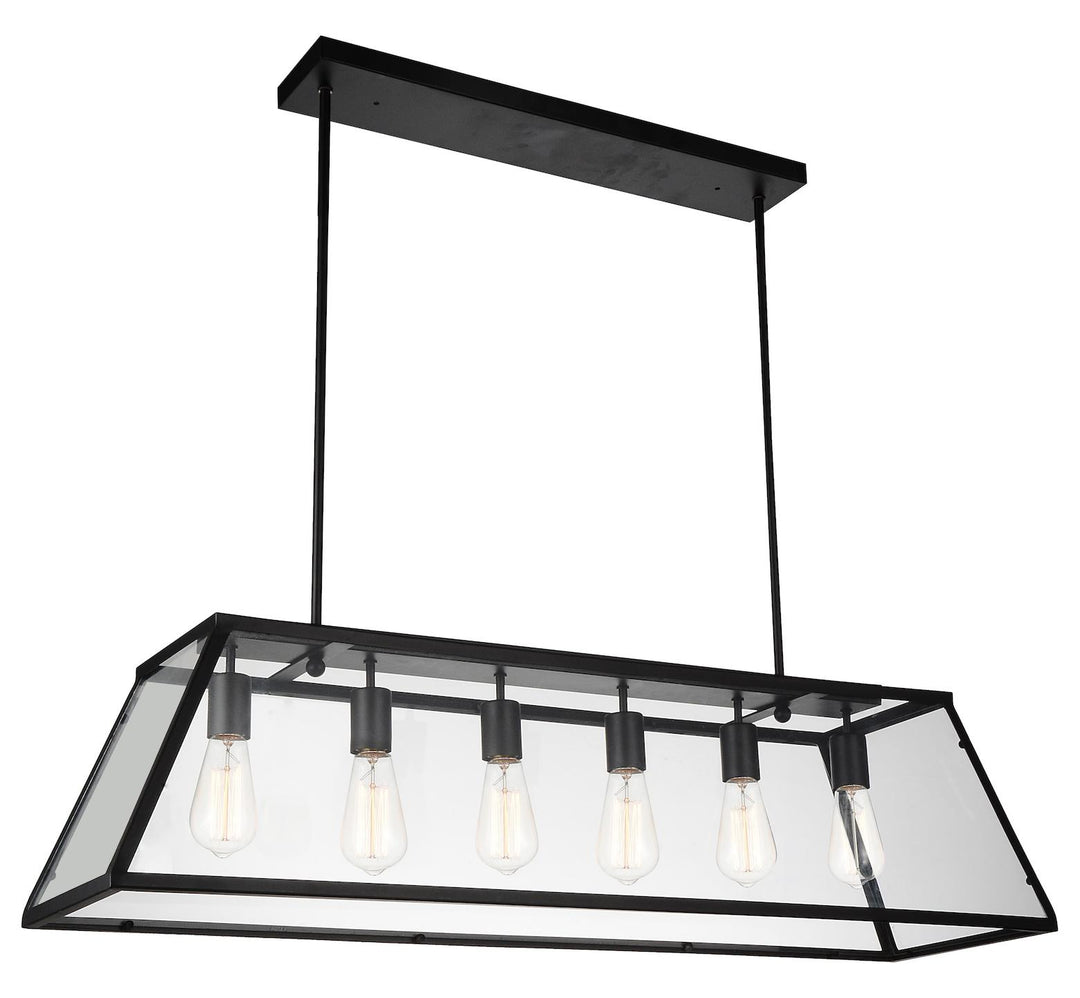 6 Light Down Chandelier With Black Finish by CWI Lighting