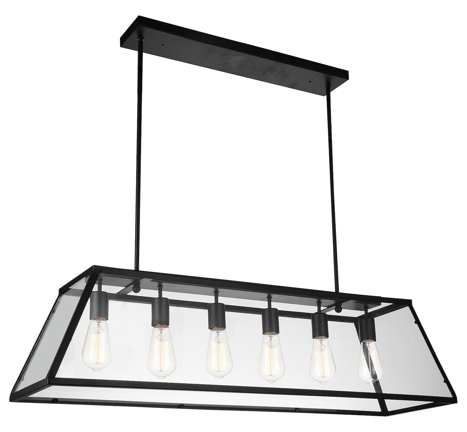 6 Light Down Chandelier With Black Finish by CWI Lighting
