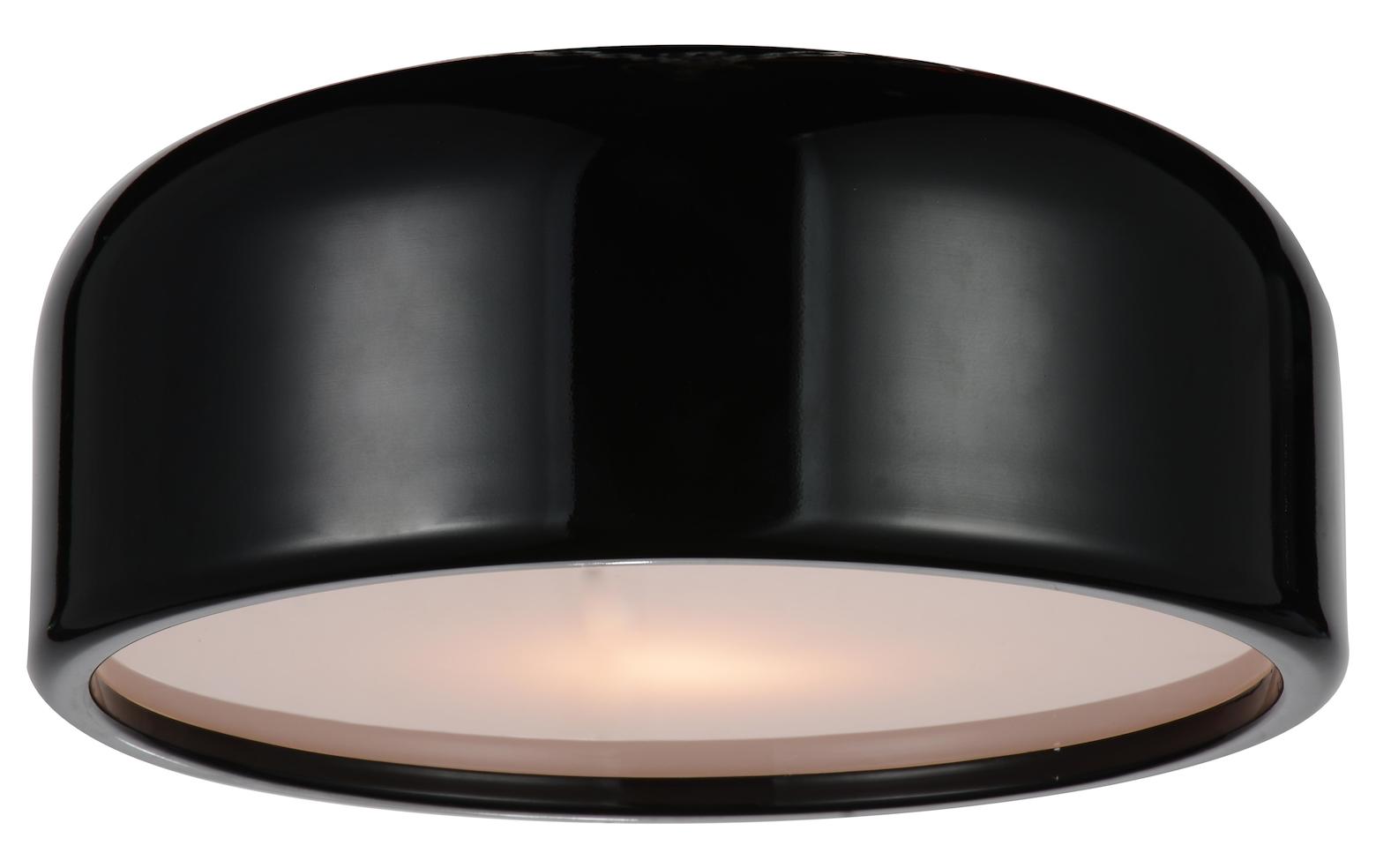 2 Light Drum Shade Flush Mount With Black Finish by CWI Lighting