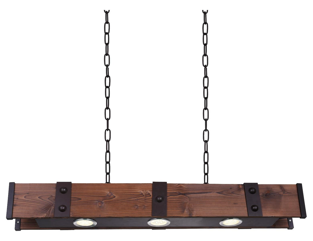 Led Drum Shade Island Light With Black & Wood Finish by CWI Lighting