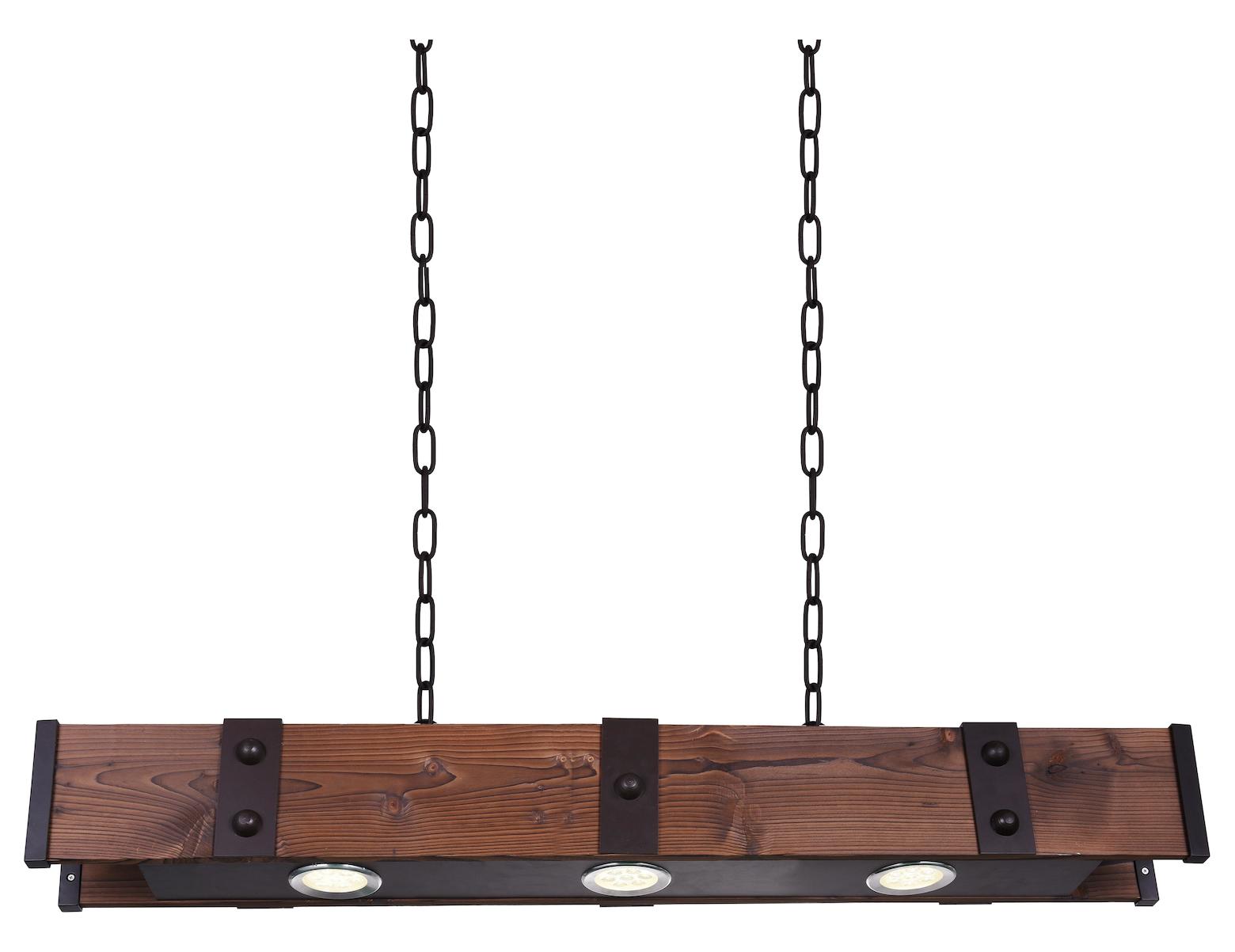 Led Drum Shade Island Light With Black & Wood Finish by CWI Lighting