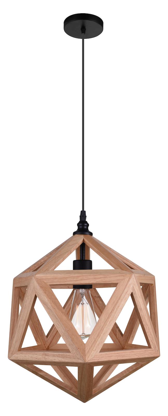 1 Light  Pendant With Black & Wood Finish by CWI Lighting