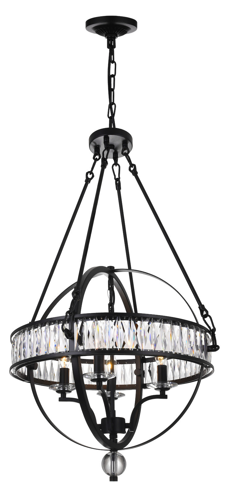 4 Light  Chandelier With Black Finish by CWI Lighting