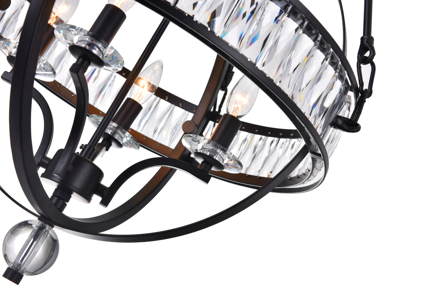 4 Light  Chandelier With Black Finish