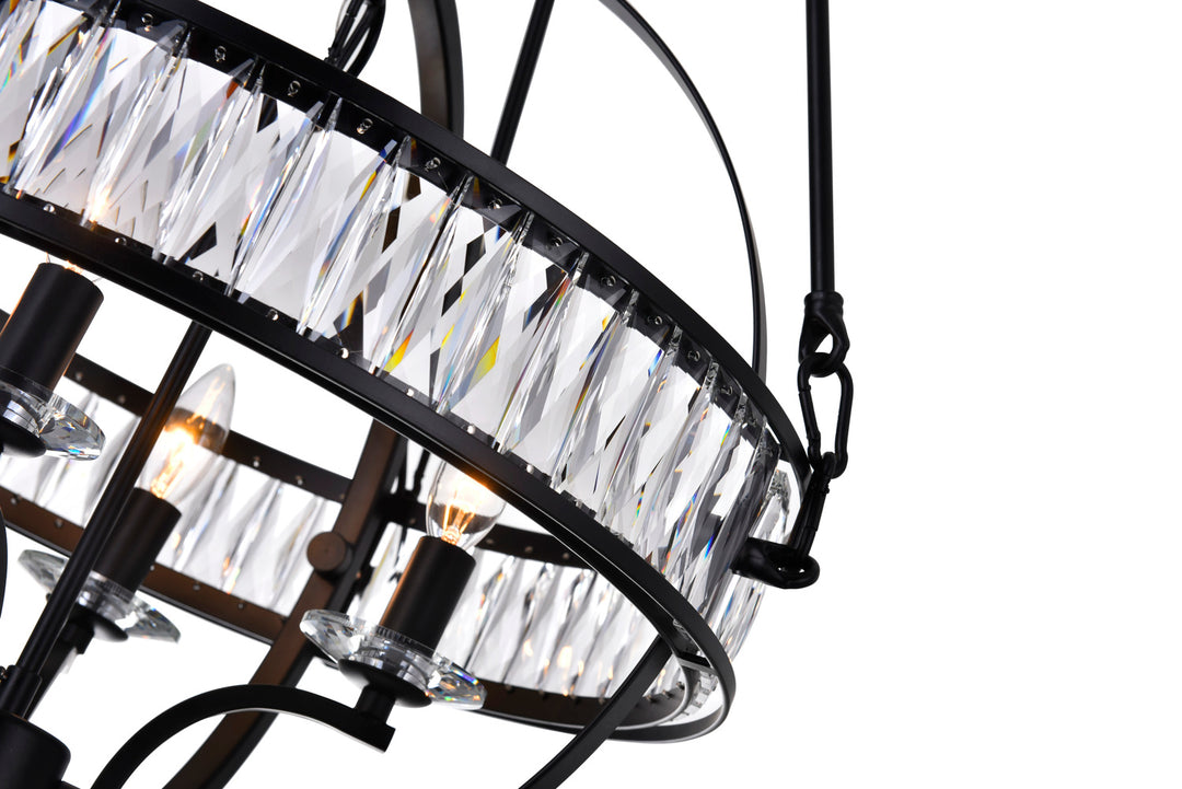 4 Light  Chandelier With Black Finish