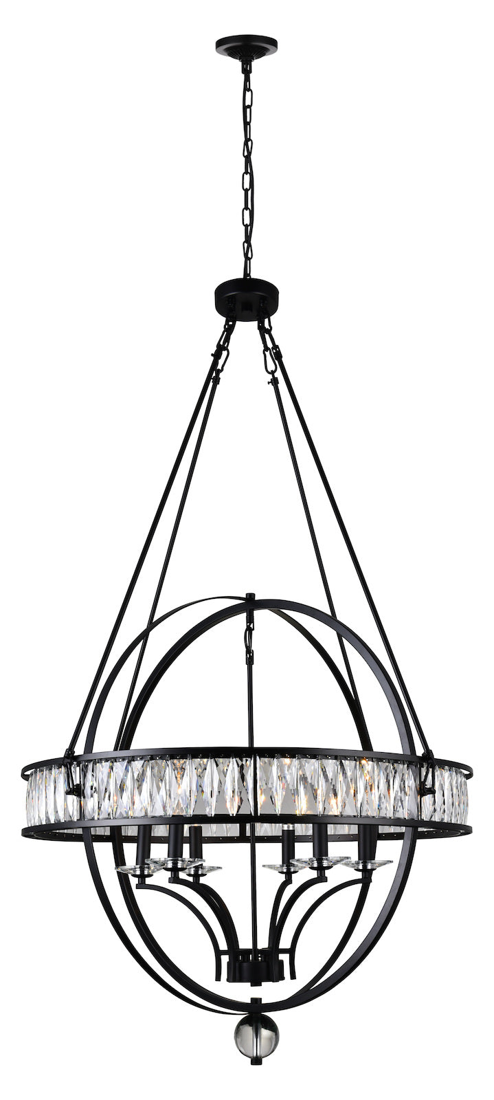 6 Light  Chandelier With Black Finish by CWI Lighting
