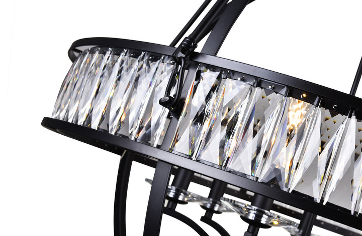 6 Light  Chandelier With Black Finish