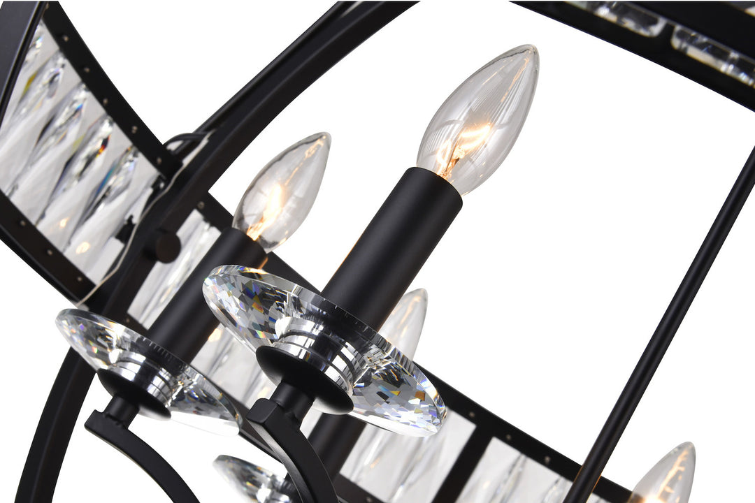 6 Light  Chandelier With Black Finish