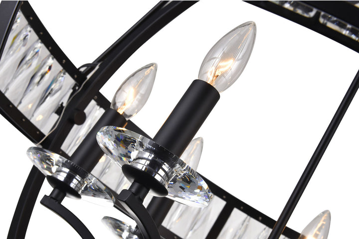 6 Light  Chandelier With Black Finish