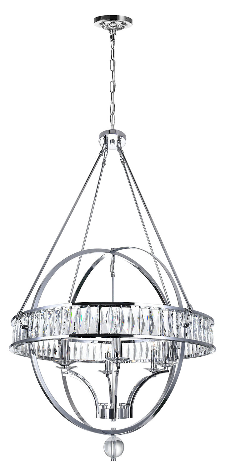 6 Light  Chandelier With Chrome Finish