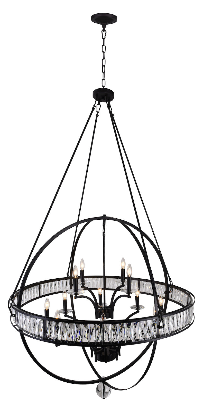 12 Light  Chandelier With Black Finish