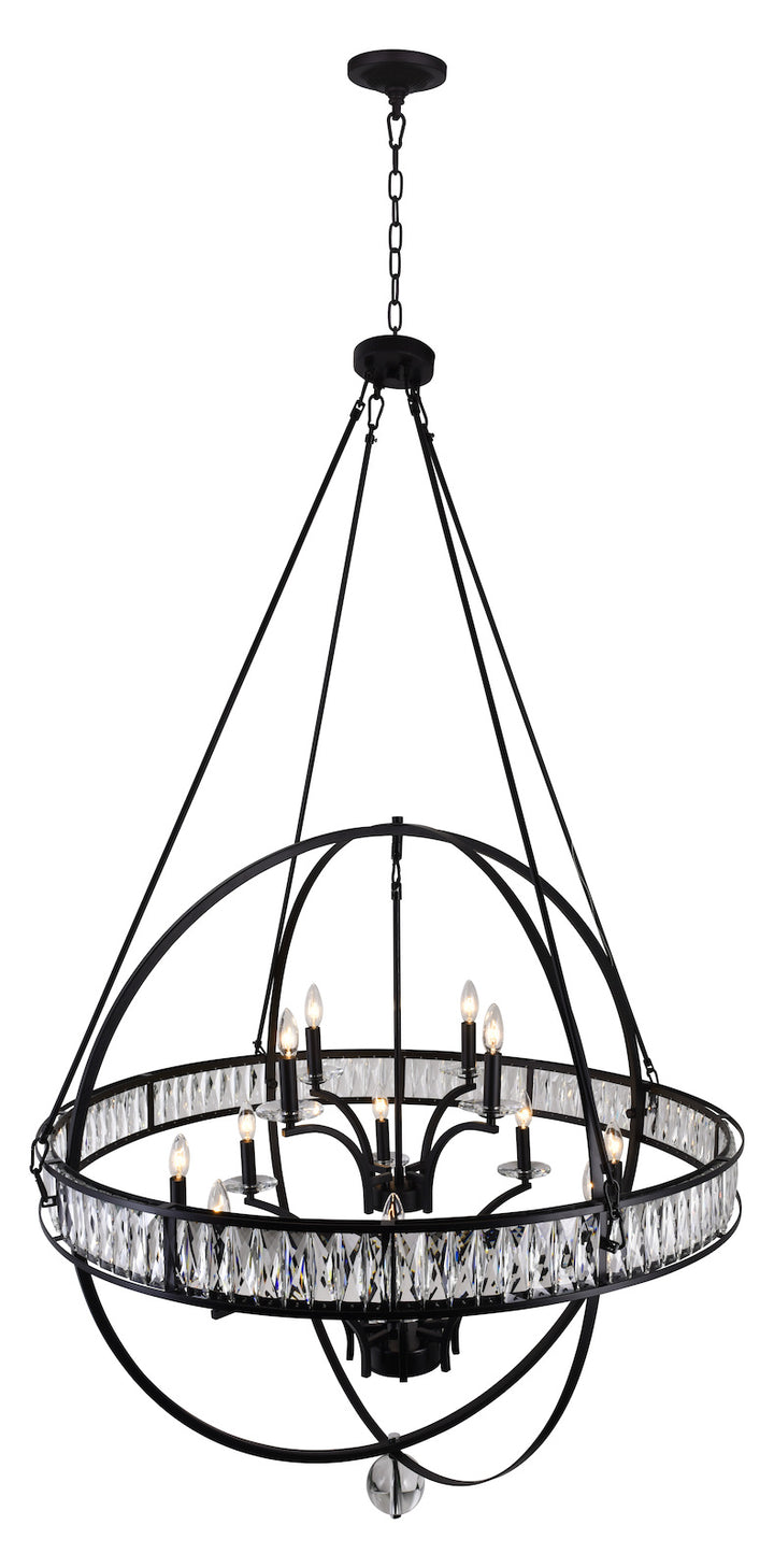 12 Light  Chandelier With Black Finish
