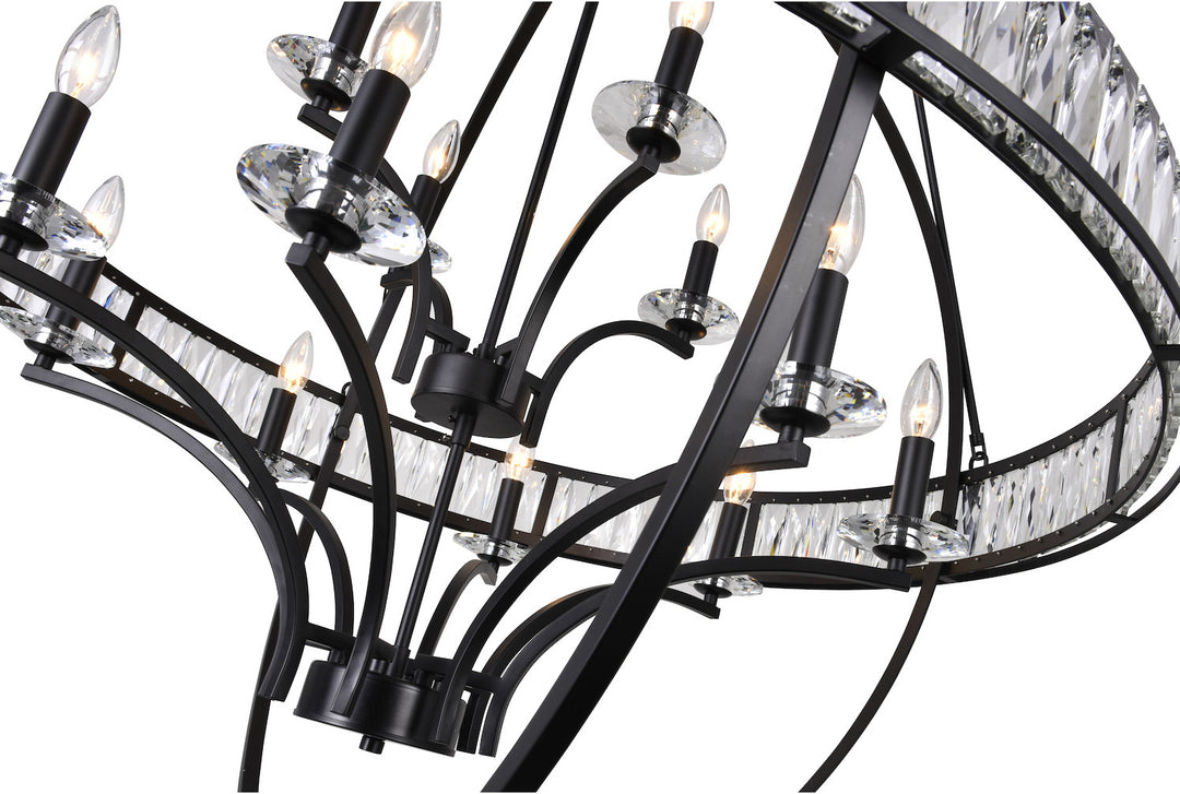 12 Light  Chandelier With Black Finish